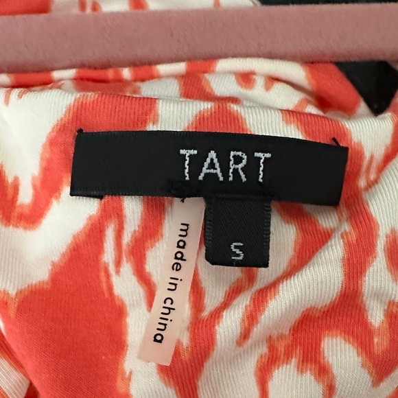 Tart Vibrant Coral and White Patterned Midi Dress - Picture 2 of 6